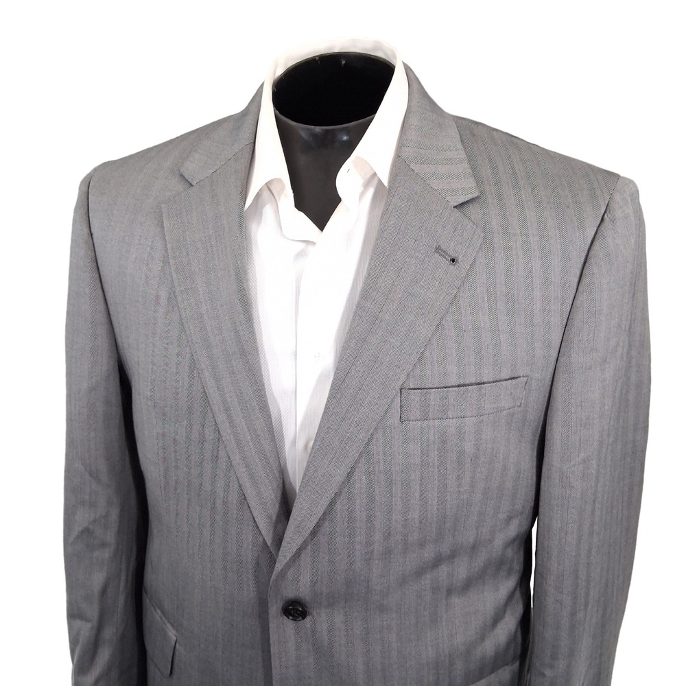 Jos. A. Bank Blazer Mens 42R Gray Herringbone Silk Wool Signature Collection